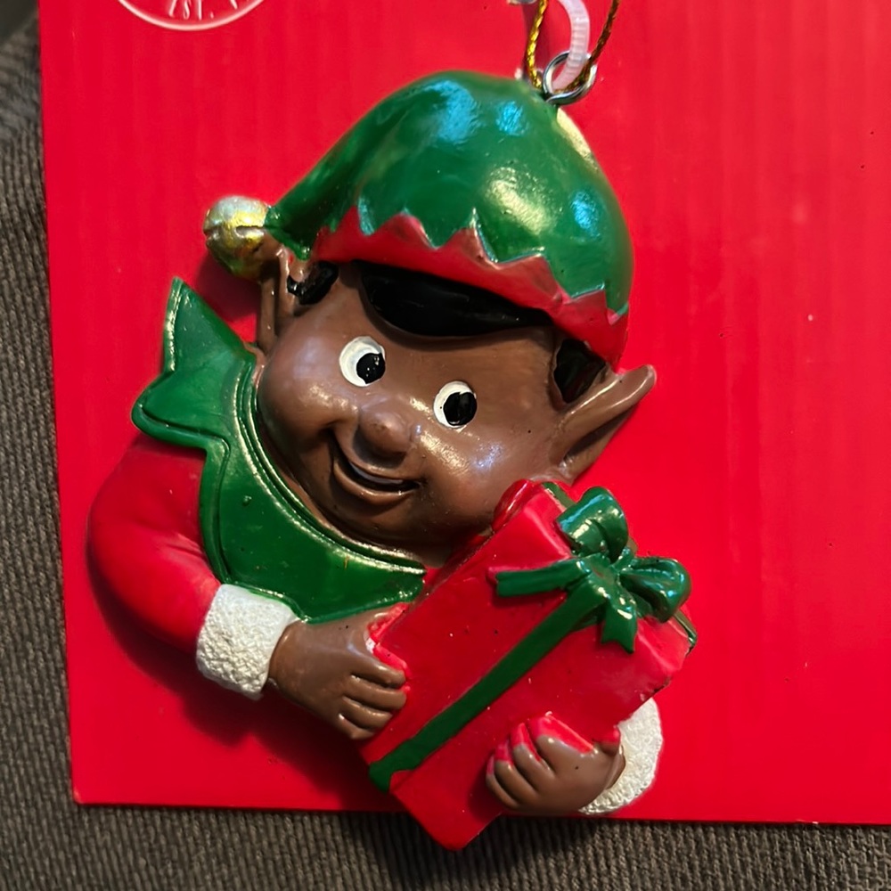 Black elf holiday ornaments